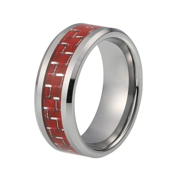 Sergio Tungsten Wedding Band Engagement Ring With Carbon Fiber Inlay
