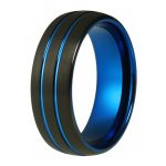Shawn Black And Blue Tungsten Carbide Ring