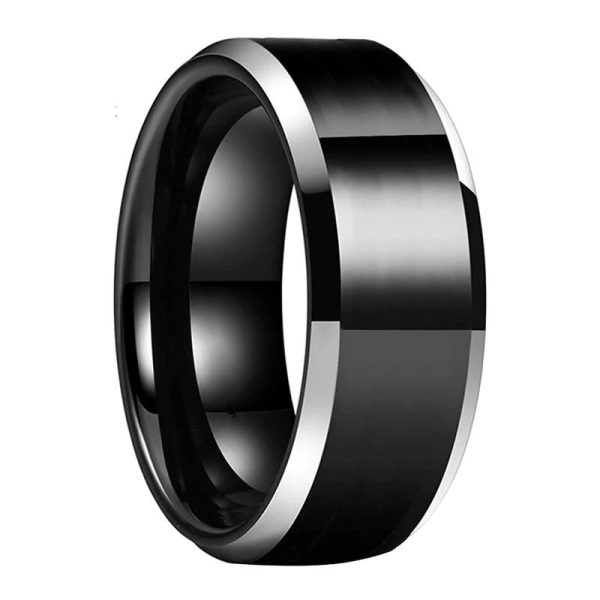 Shiny Black Tungsten Carbide Wedding Bands