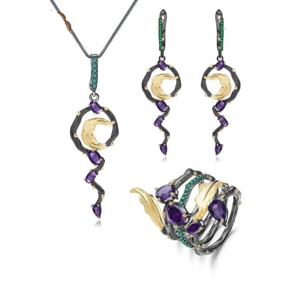 Skylar Natural Amethyst Gemstone Jewelry Sets