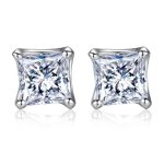 Small Square Stud Earrings For Women In Sterling Silver