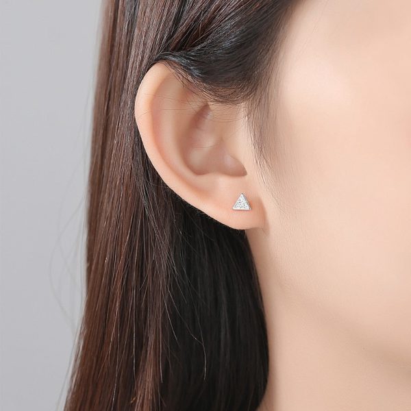 Small Triangle Stud Sterling Silver Earrings For Girls