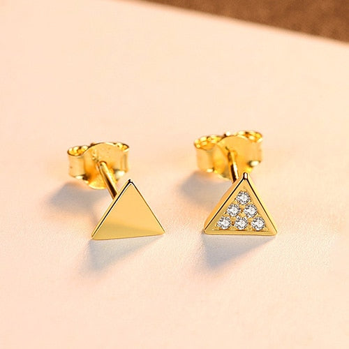 Small Triangle Stud Sterling Silver Earrings For Girls
