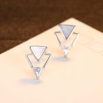 Small Triangle Stud Sterling Silver Earrings For Girls  And Women