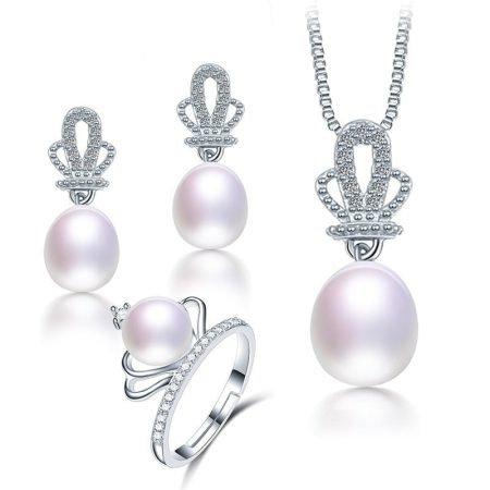 Stella Natural Freshwater Earrings Necklace Ring Pearl Jewelry Sets