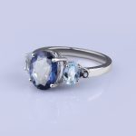 Sterling Silver Natural  Blue Topaz Gemstone Jewelry Set
