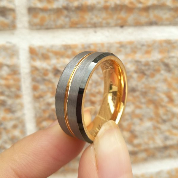 Theodore Silver And Gold Tungsten Carbide Rings For Men