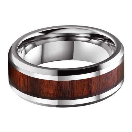 Thiago Tungsten Carbide Ring With Natural Wood Inlay