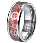 Tungsten Carbide Ring With Red Carbon Fiber Inlay