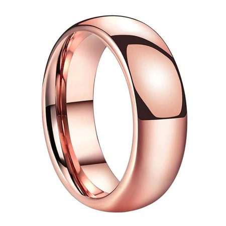 Rose Gold Tungsten Carbide Ring With Dome Band