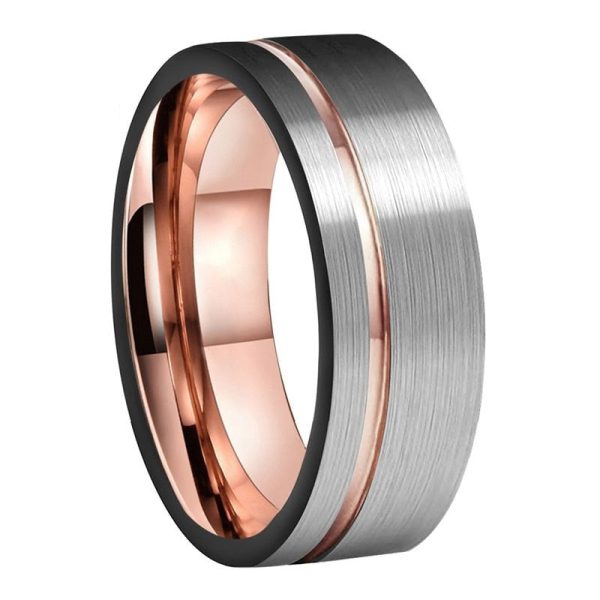Two Tone Black Rose Gold Tungsten Carbide Ring