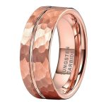Valentin Rose Gold Hammered Tungsten Ring For Men