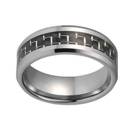 Valentino Tungsten Carbide Wedding Band With Carbon Fiber Inlay