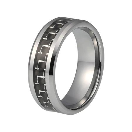 Valentino Tungsten Carbide Wedding Band  With Carbon Fiber Inlay