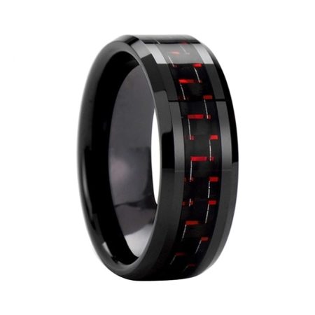 Vincent Black Tungsten Carbide Ring With Carbon Fiber Inlay