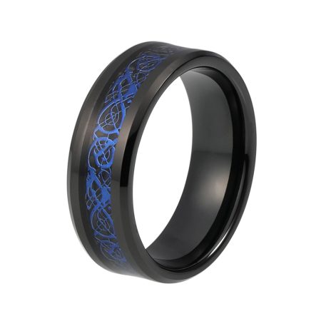 Waylon Black Tungsten Carbide Ring With Black Carbon Fiber Inlay