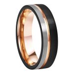 Wedding Band Black Rose Gold Tungsten Carbide Ring
