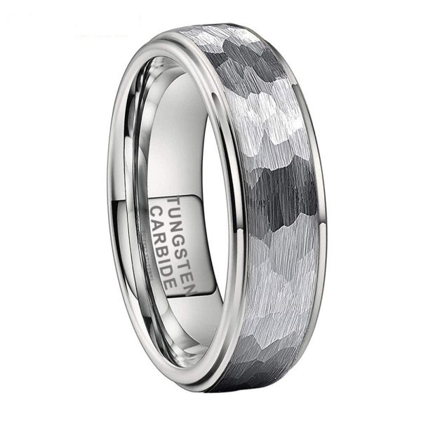 Wesley Hammered Silver Tungsten Carbide Ring