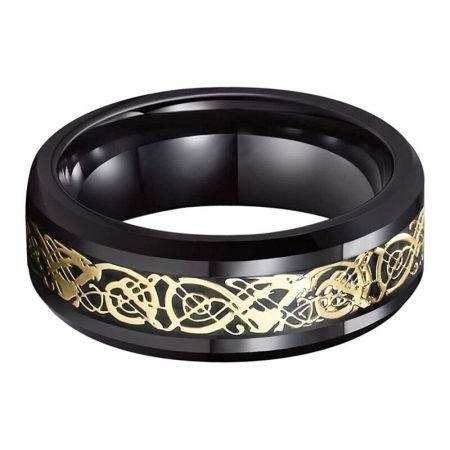 Weston Black Tungsten Ring Mens With Black Carbon Fiber Inlay