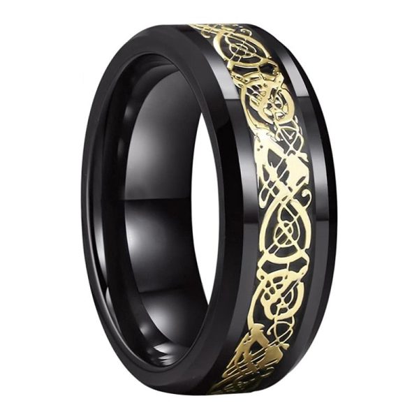 Weston Black Tungsten Ring Mens With Black Carbon Fiber Inlay