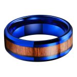 Wilbur Blue Tungsten Carbide Ring With Wood Inlay