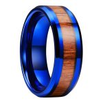 Wilbur Blue Tungsten Carbide Ring With Wood Inlay