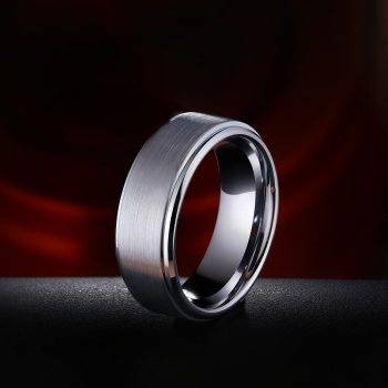 Wren Mens Silver Tungsten Carbide Wedding Rings