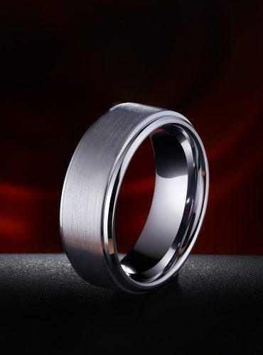 Wren Mens Silver Tungsten Carbide Wedding Rings